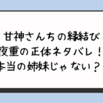 甘神さんちの縁結び夜重の正体ネタバレ！本当の姉妹じゃない？ 