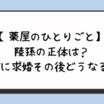 【薬屋のひとりごと】陸孫の正体は？猫猫に求婚その後どうなる？ 